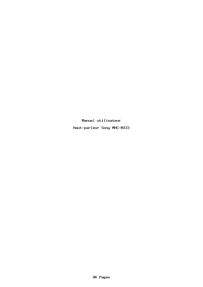 Page 1 de la notice Manuel utilisateur Sony MHC-RX33