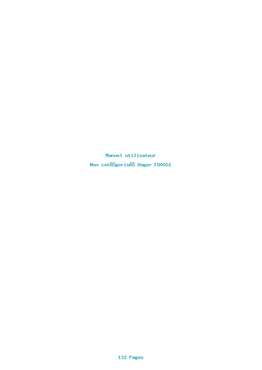 Page 1 de la notice Manuel utilisateur Hager FD00S1