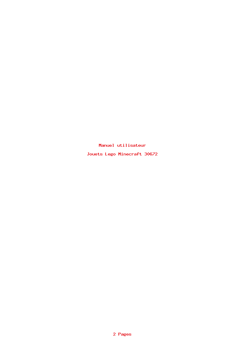 Page 1 de la notice Manuel utilisateur Lego Minecraft 30672