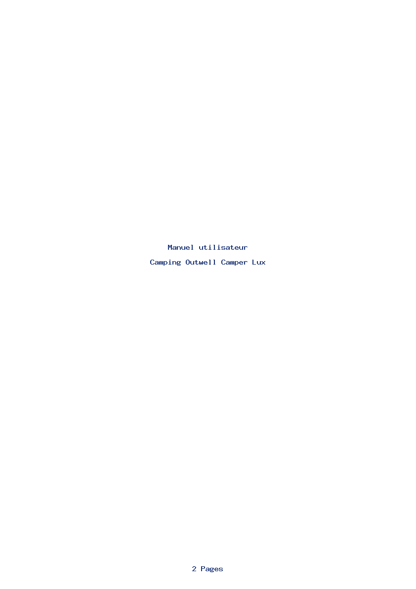 Page 1 de la notice Manuel utilisateur Outwell Camper Lux