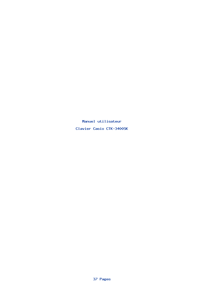 Page 1 de la notice Manuel utilisateur Casio CTK-3400SK