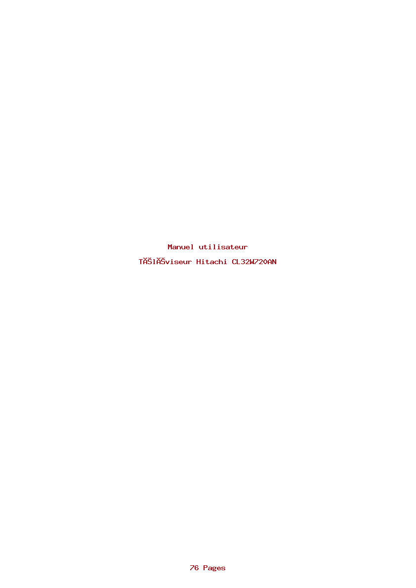 Page 1 de la notice Manuel utilisateur Hitachi CL32W720AN