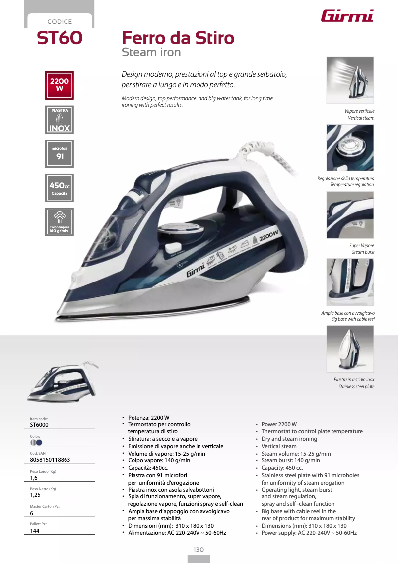 Página 1 del manual Ficha técnica Girmi ST60