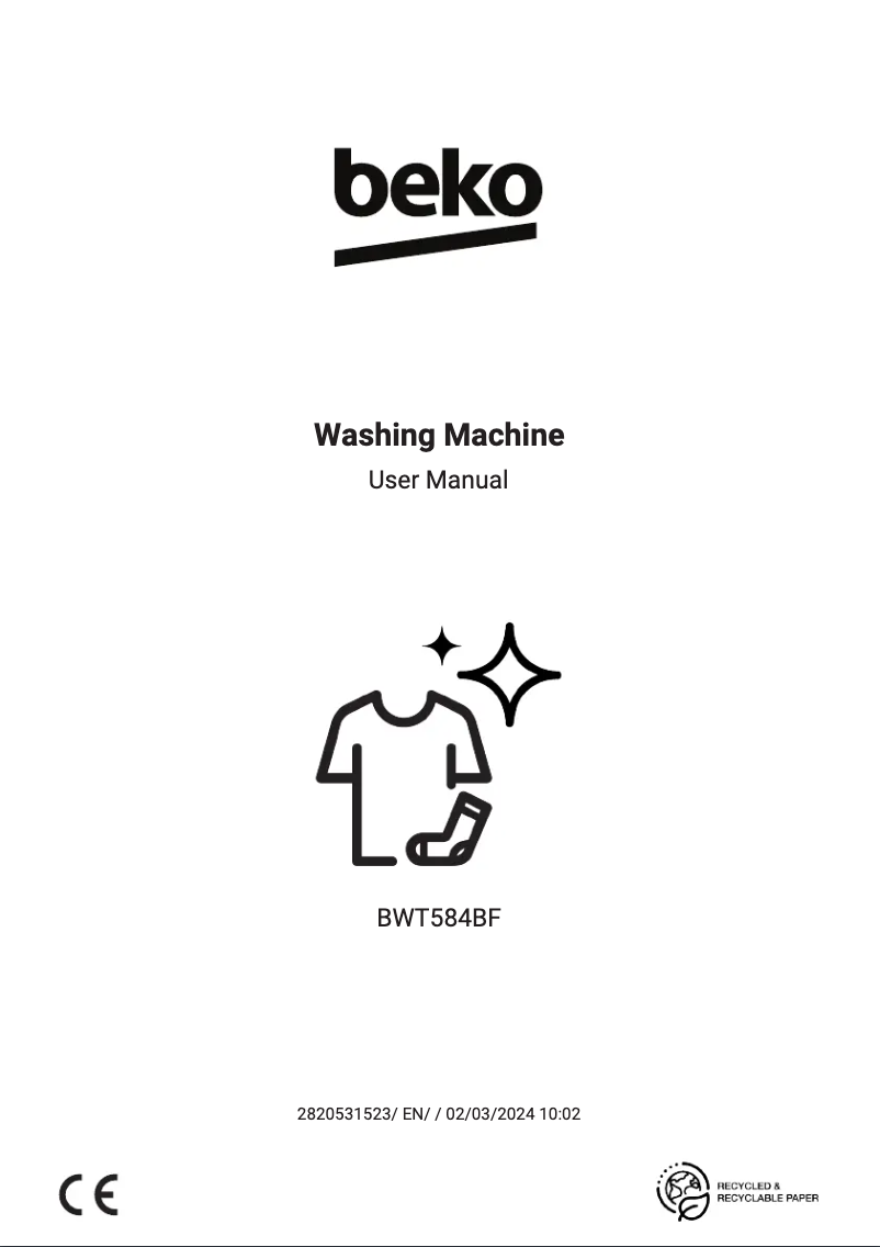Page 1 de la notice Manuel utilisateur Beko BWT584BF