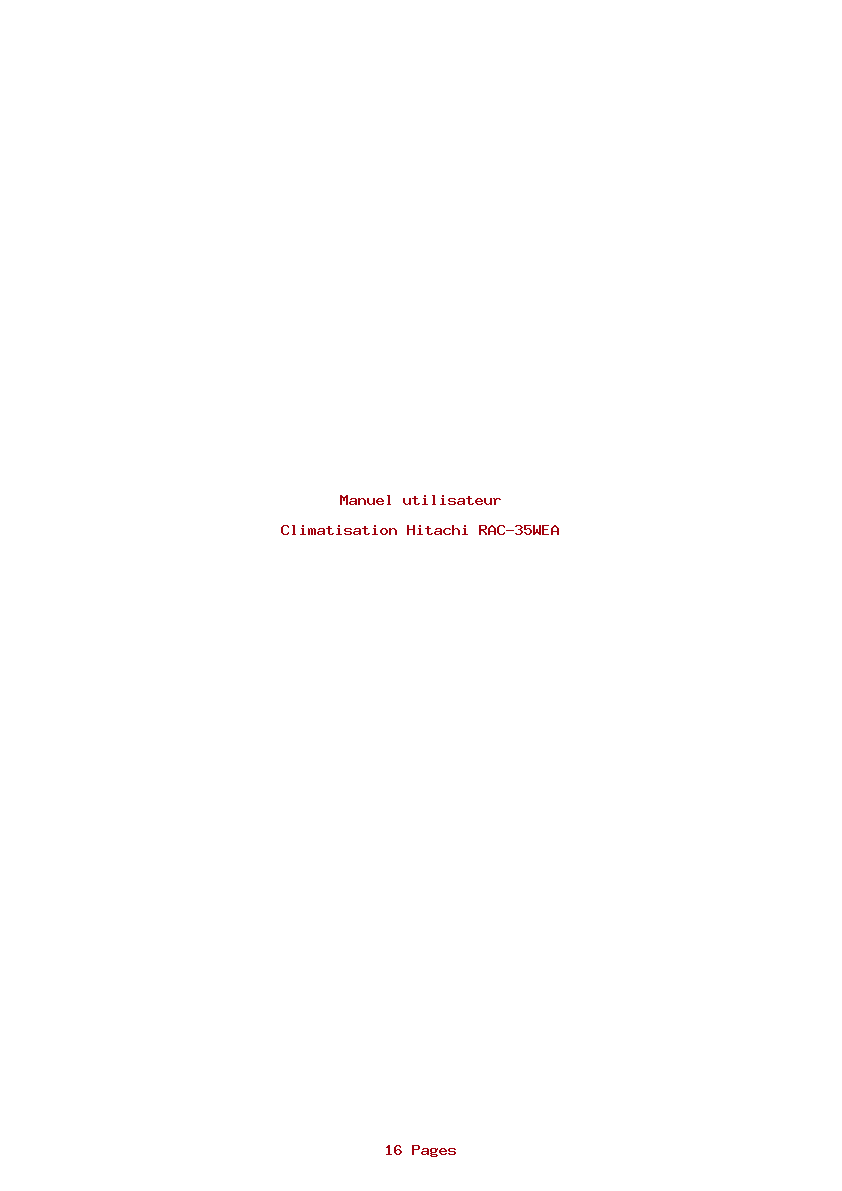 Page 1 de la notice Manuel utilisateur Hitachi RAC-35WEA