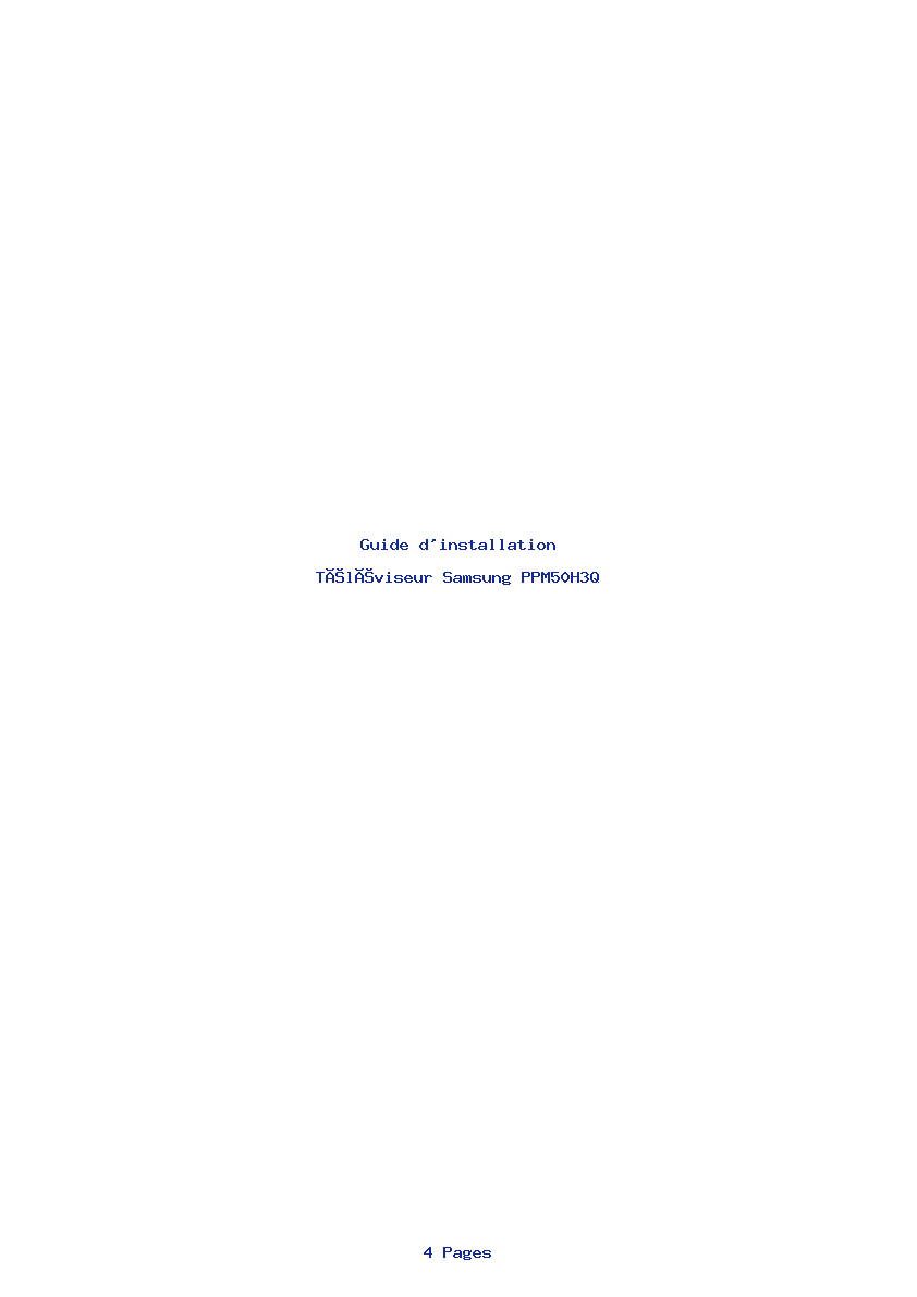 Page 1 de la notice Guide d'installation Samsung PPM50H3Q