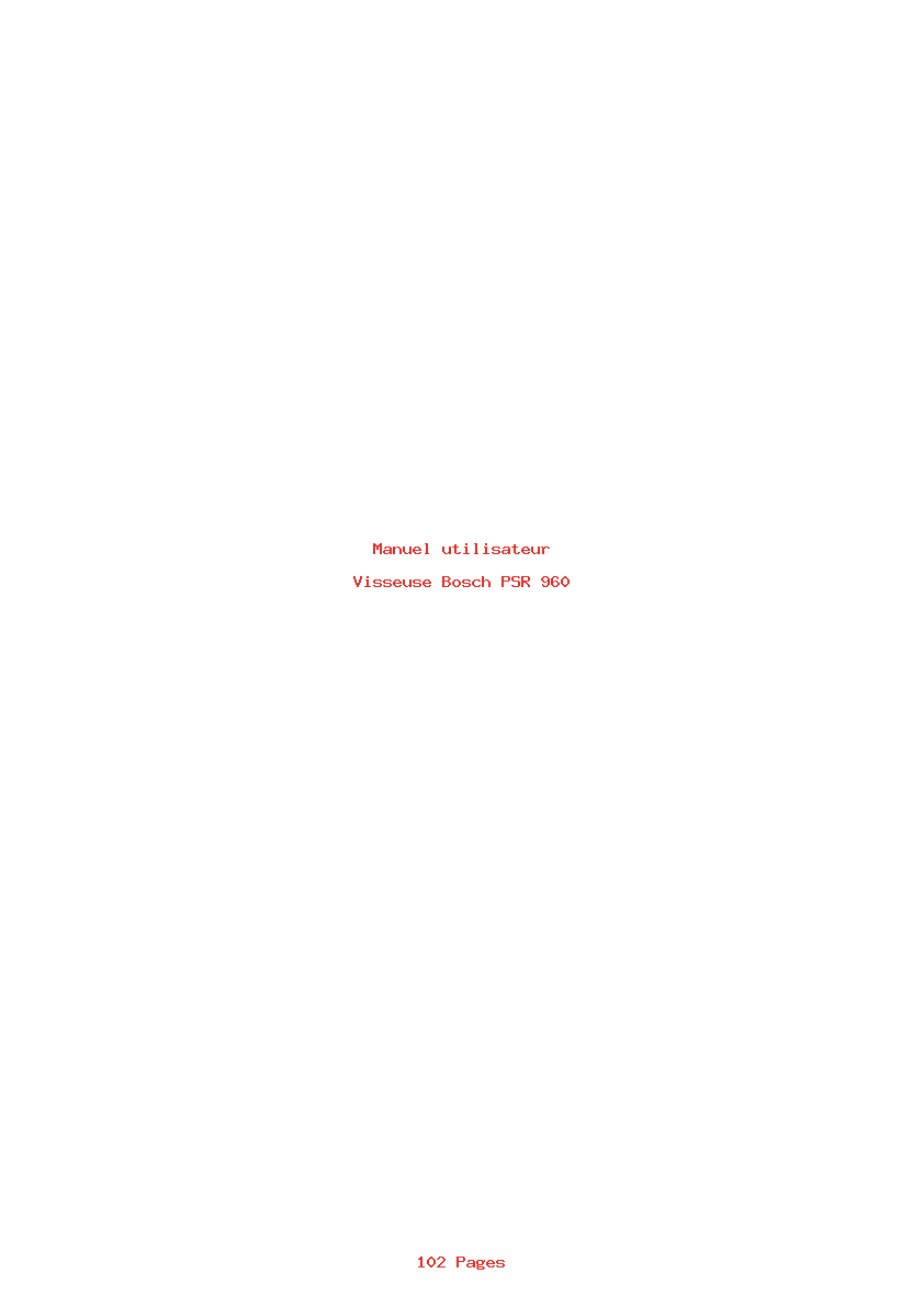 Page 1 de la notice Manuel utilisateur Bosch PSR 960