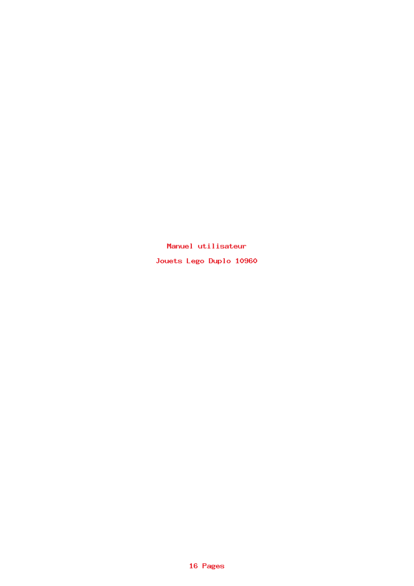 Page 1 de la notice Manuel utilisateur Lego Duplo 10960