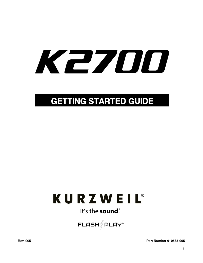 Page 1 de la notice Manuel utilisateur Kurzweil K2700