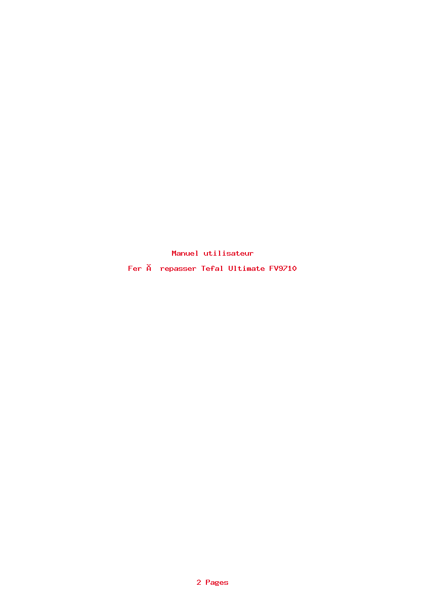 Page 1 de la notice Manuel utilisateur Tefal Ultimate FV9710