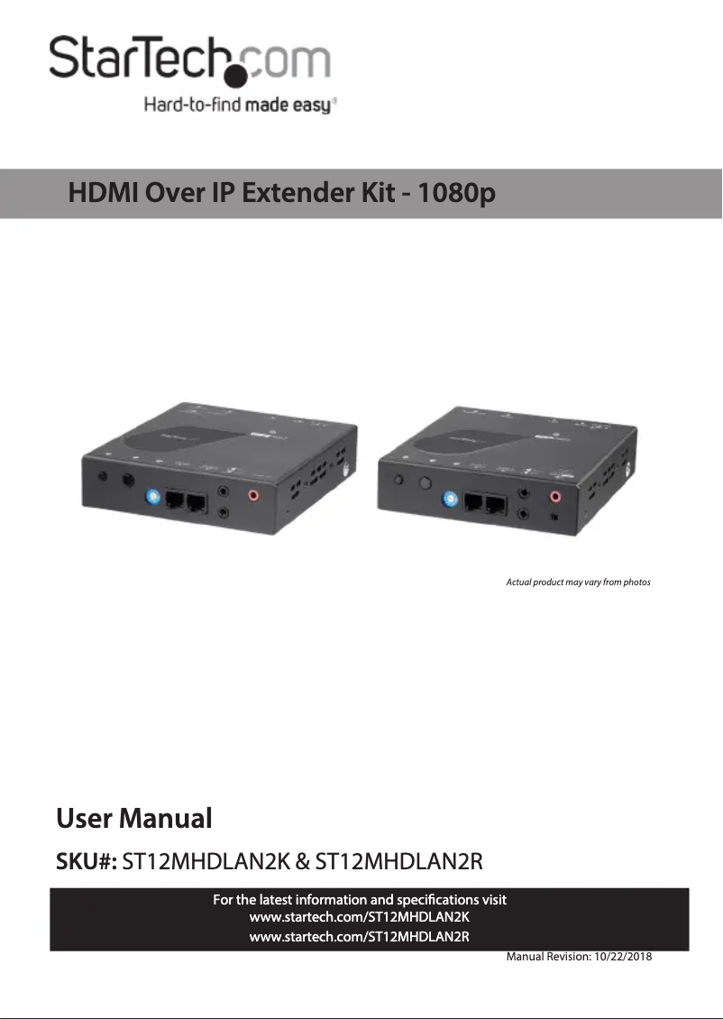 Página 1 del manual Manual de usuario StarTech.com ST12MHDLAN2R