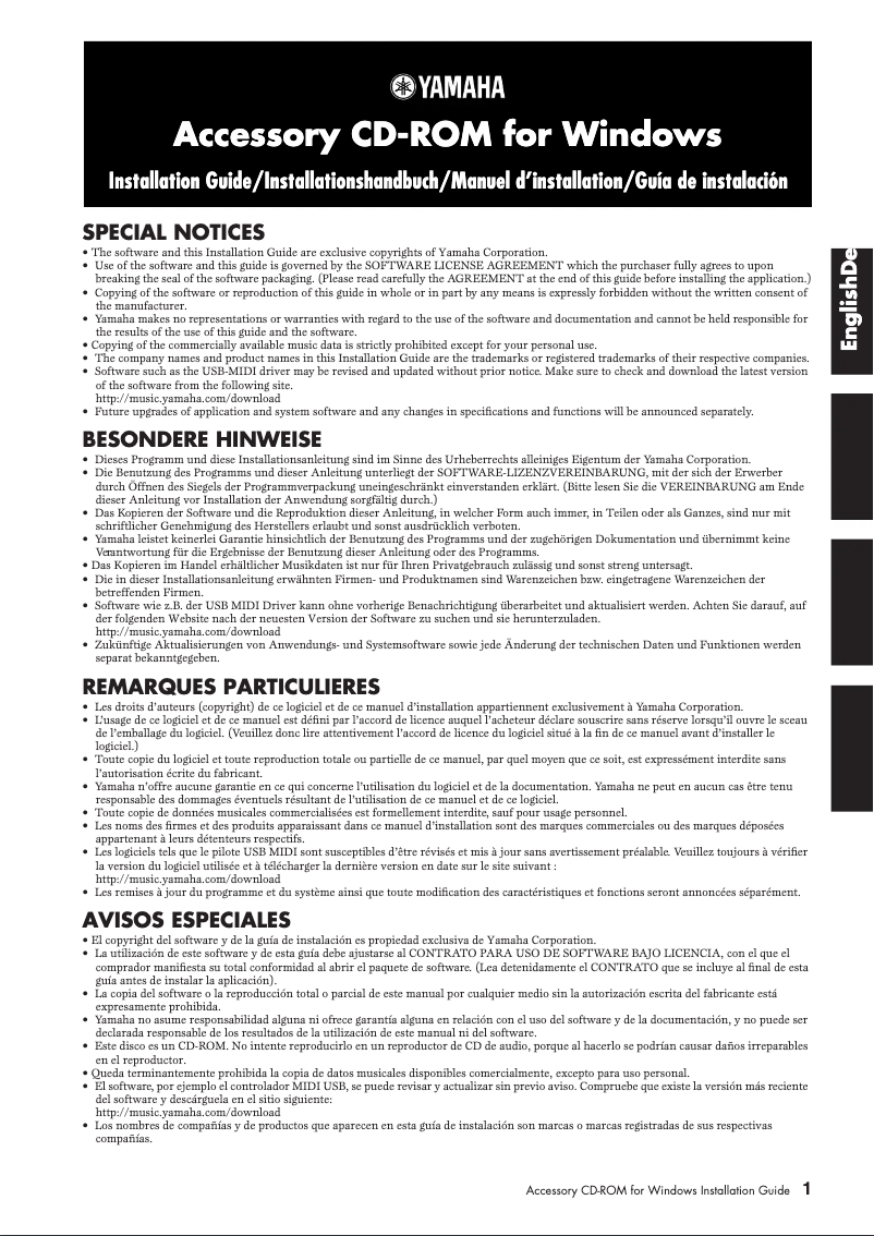 Page 1 of the manual User Manual Yamaha Clavinova CLP-380PE