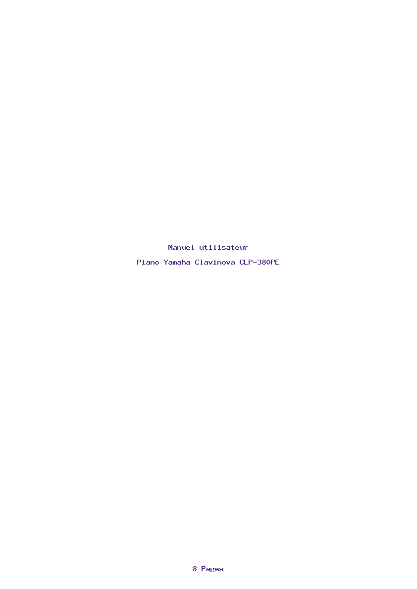 Page 1 de la notice Manuel utilisateur Yamaha Clavinova CLP-380PE