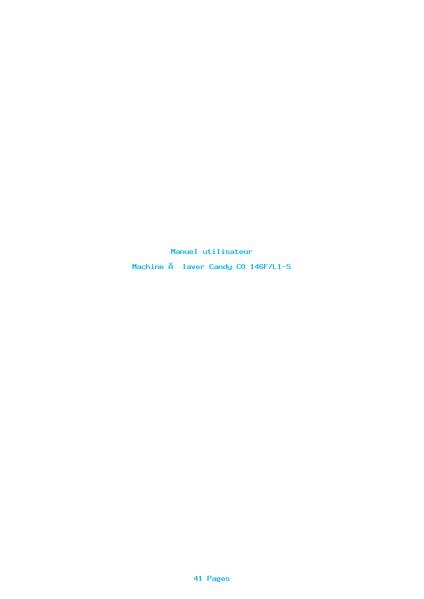 Page 1 de la notice Manuel utilisateur Candy CO 146F/L1-S