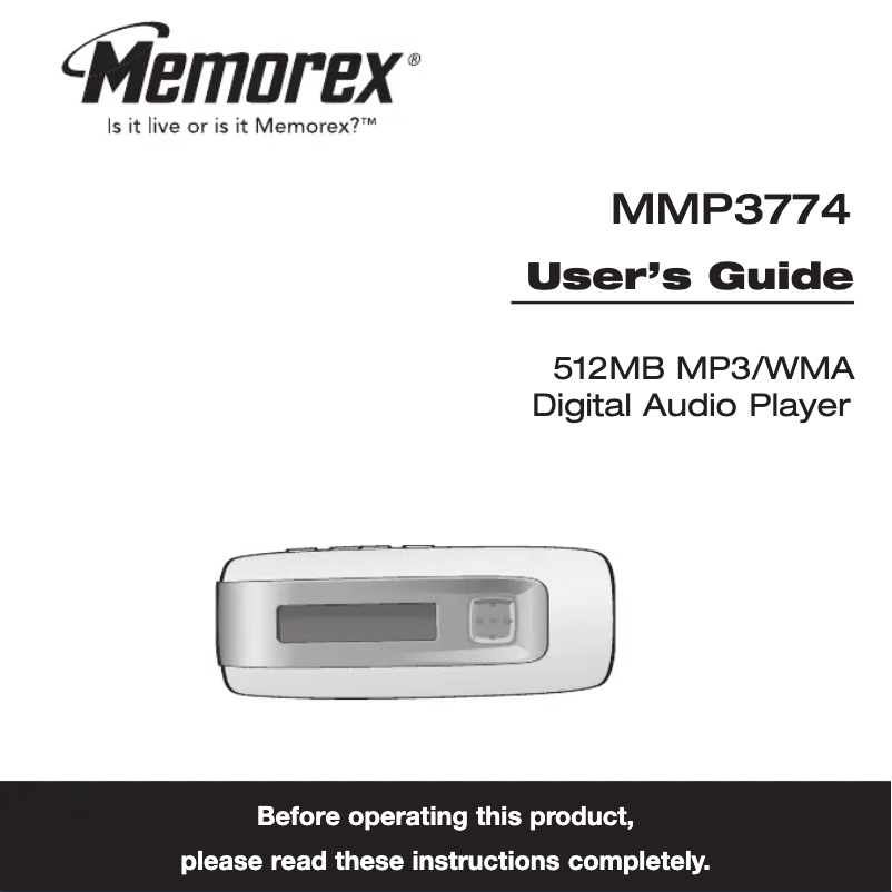 Page 1 de la notice Manuel utilisateur Memorex MMP3774