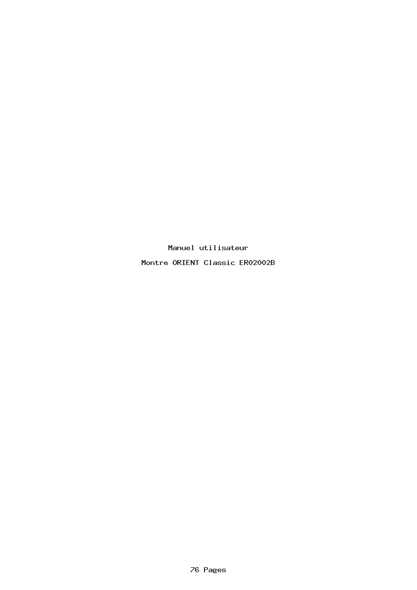 Page 1 de la notice Manuel utilisateur ORIENT Classic ER02002B
