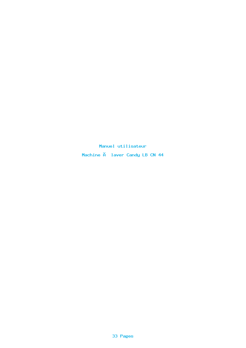Page 1 de la notice Manuel utilisateur Candy LB CN 44