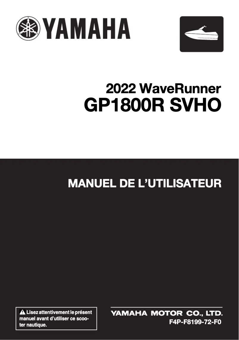 Página 1 del manual Manual de usuario Yamaha WaveRunner GP1800R SVHO (2022)