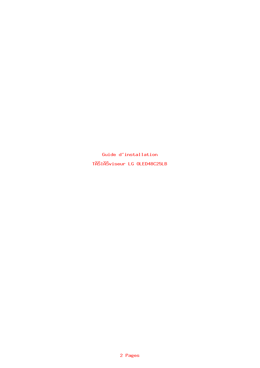 Page 1 de la notice Guide d'installation LG OLED48C25LB