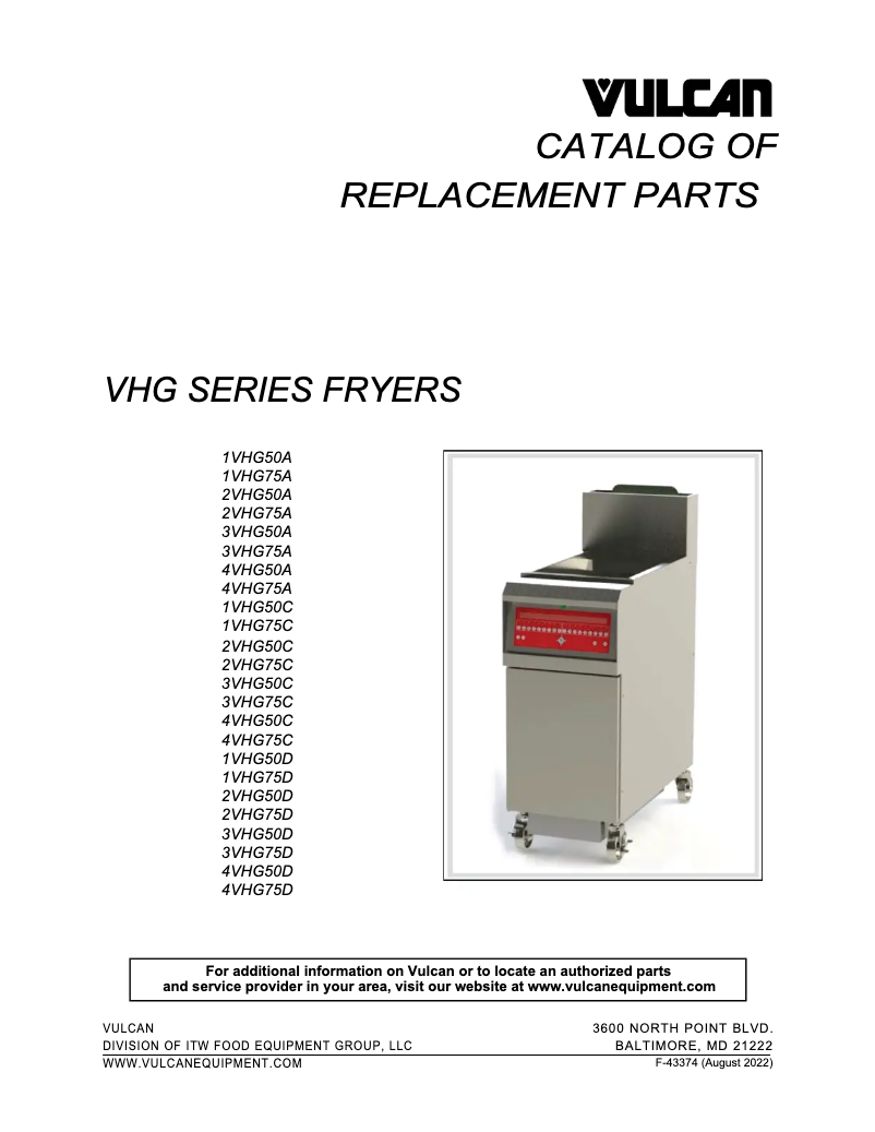 Page 1 de la notice Catalogue Vulcan VHG50