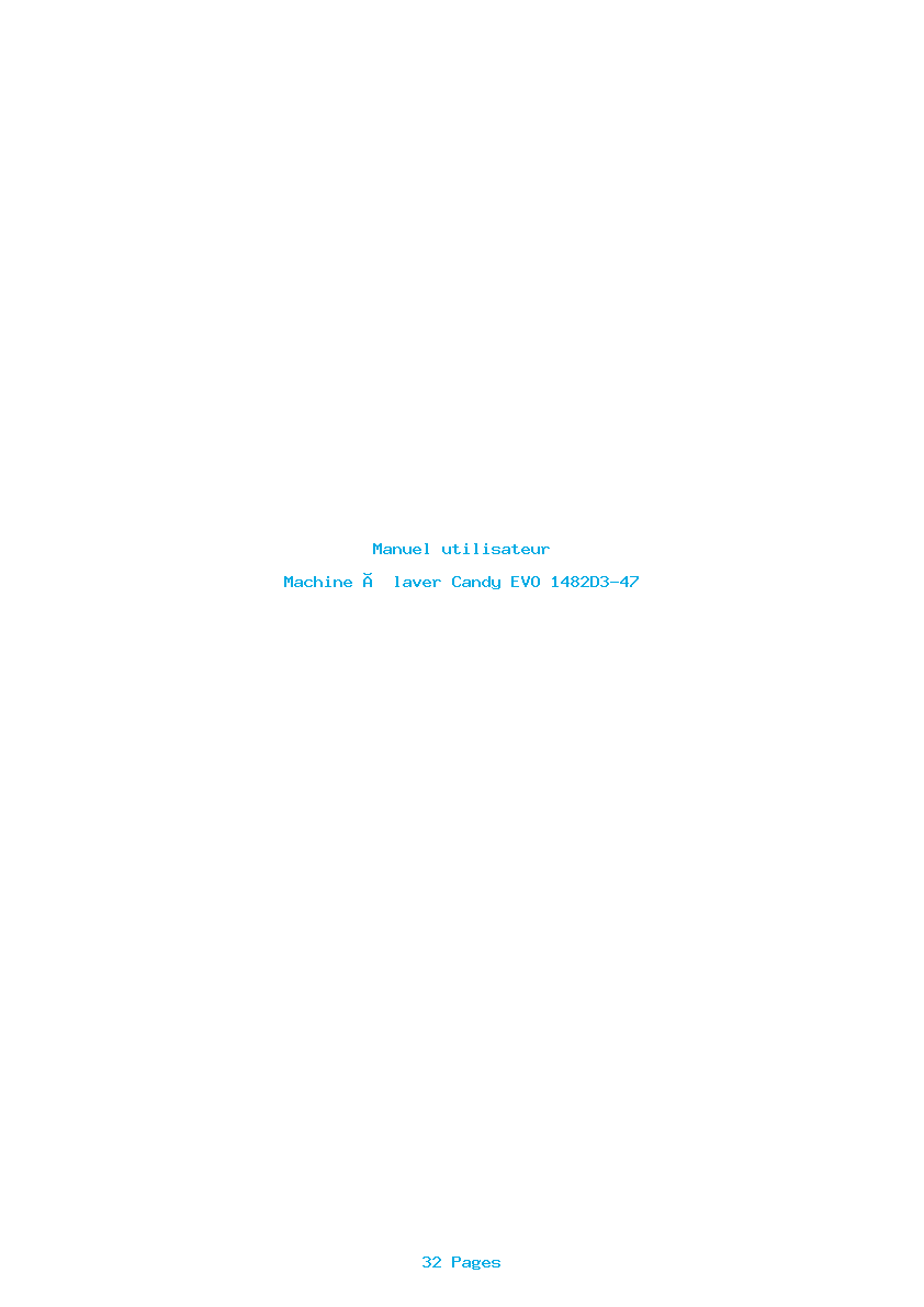 Page 1 de la notice Manuel utilisateur Candy EVO 1482D3-47