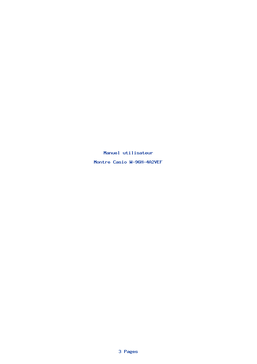 Page 1 de la notice Manuel utilisateur Casio W-96H-4A2VEF