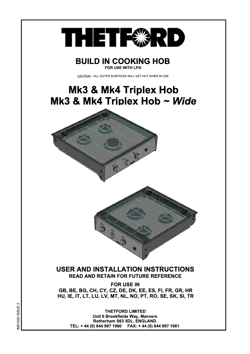 Page 1 de la notice Manuel utilisateur Thetford Triplex SHB76