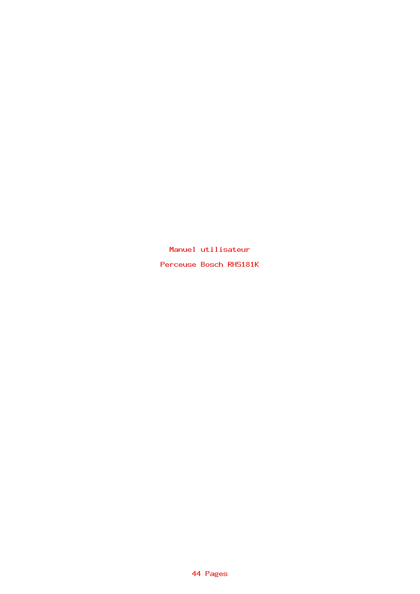 Page 1 de la notice Manuel utilisateur Bosch RHS181K