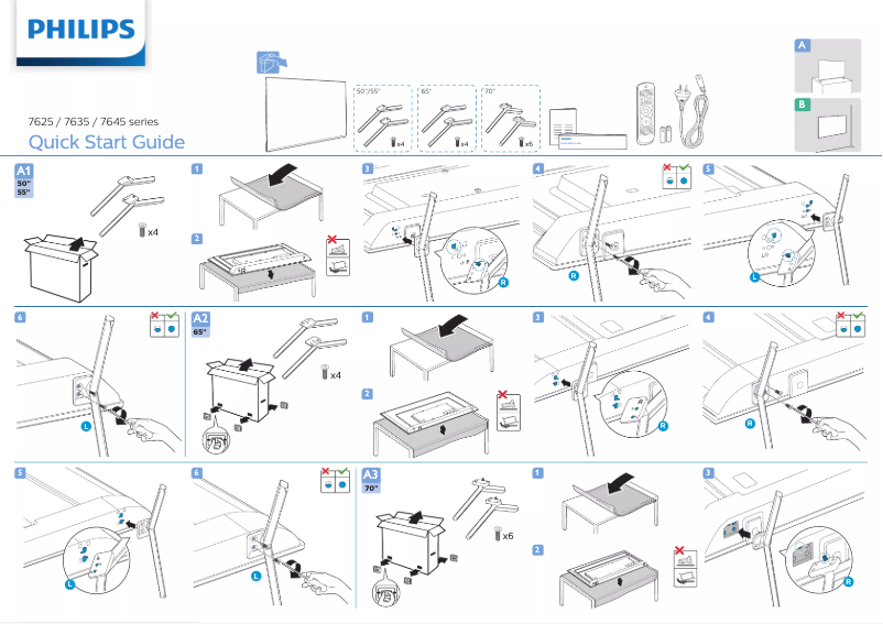 Page n°1 - Guide de démarrage rapide Philips 50PUN7625