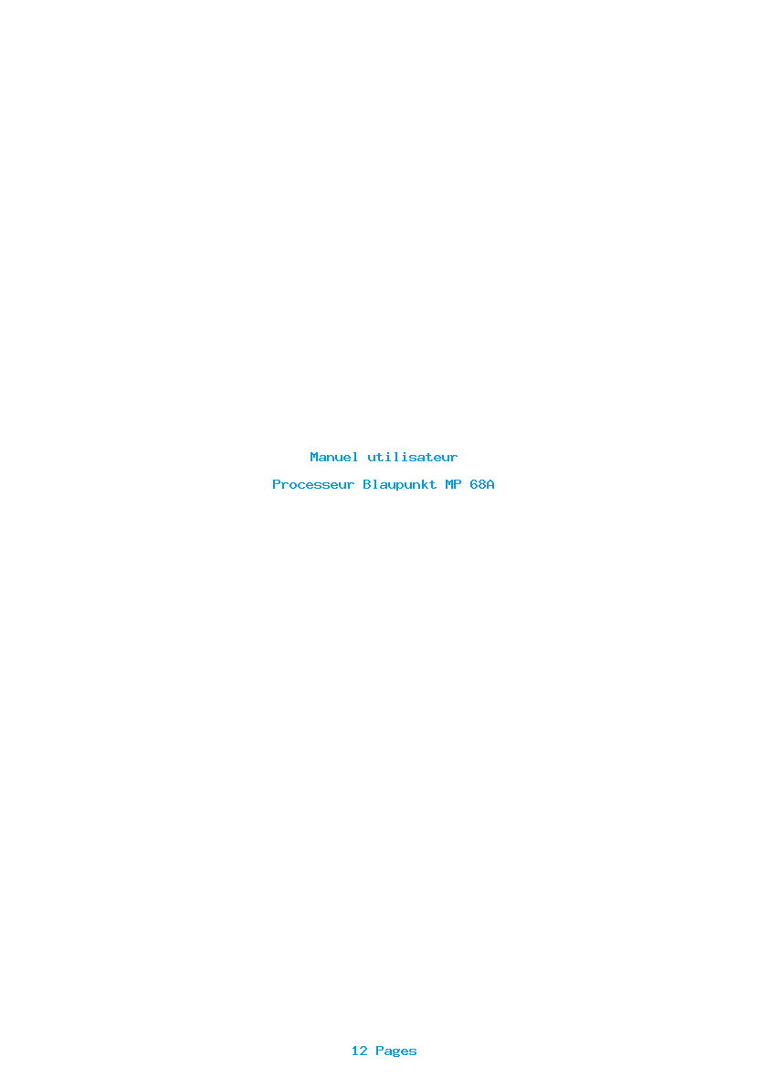 Page 1 de la notice Manuel utilisateur Blaupunkt MP 68A