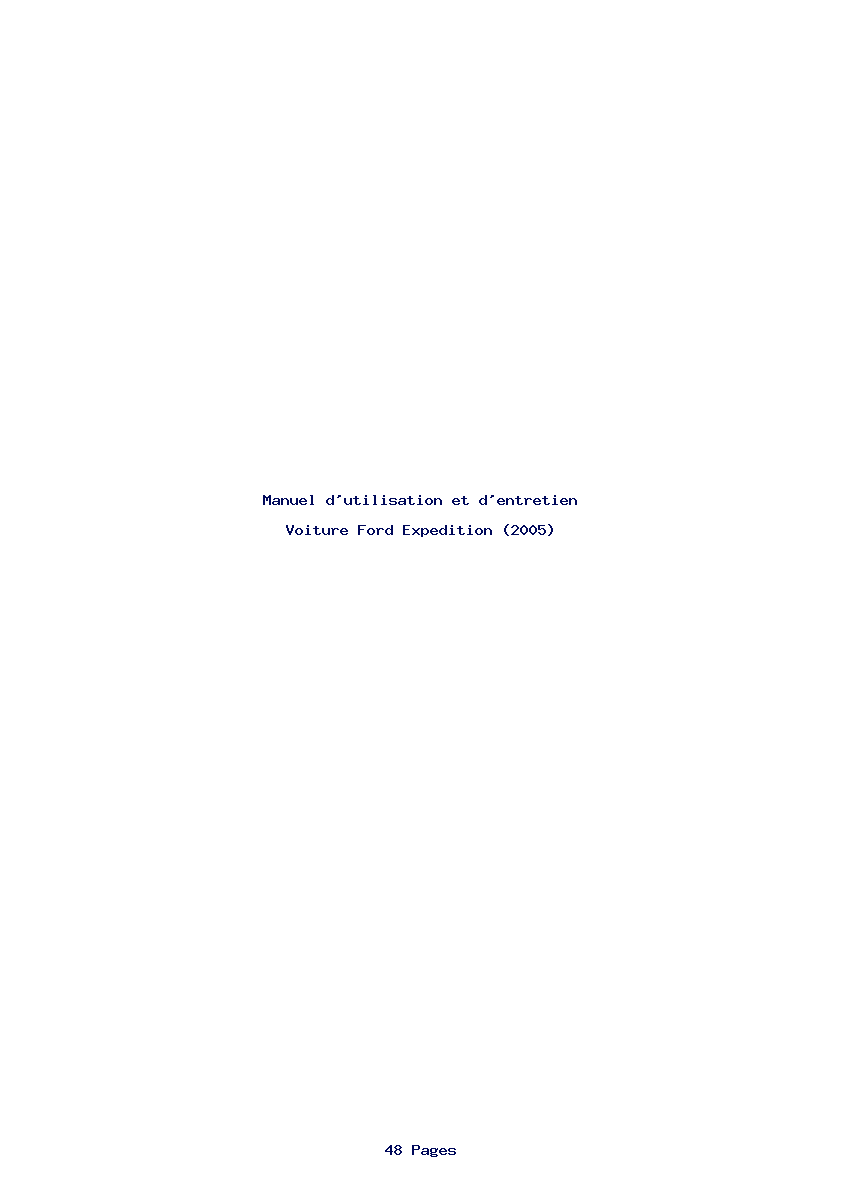 Page 1 de la notice Manuel d'utilisation et d'entretien Ford Expedition (2005)