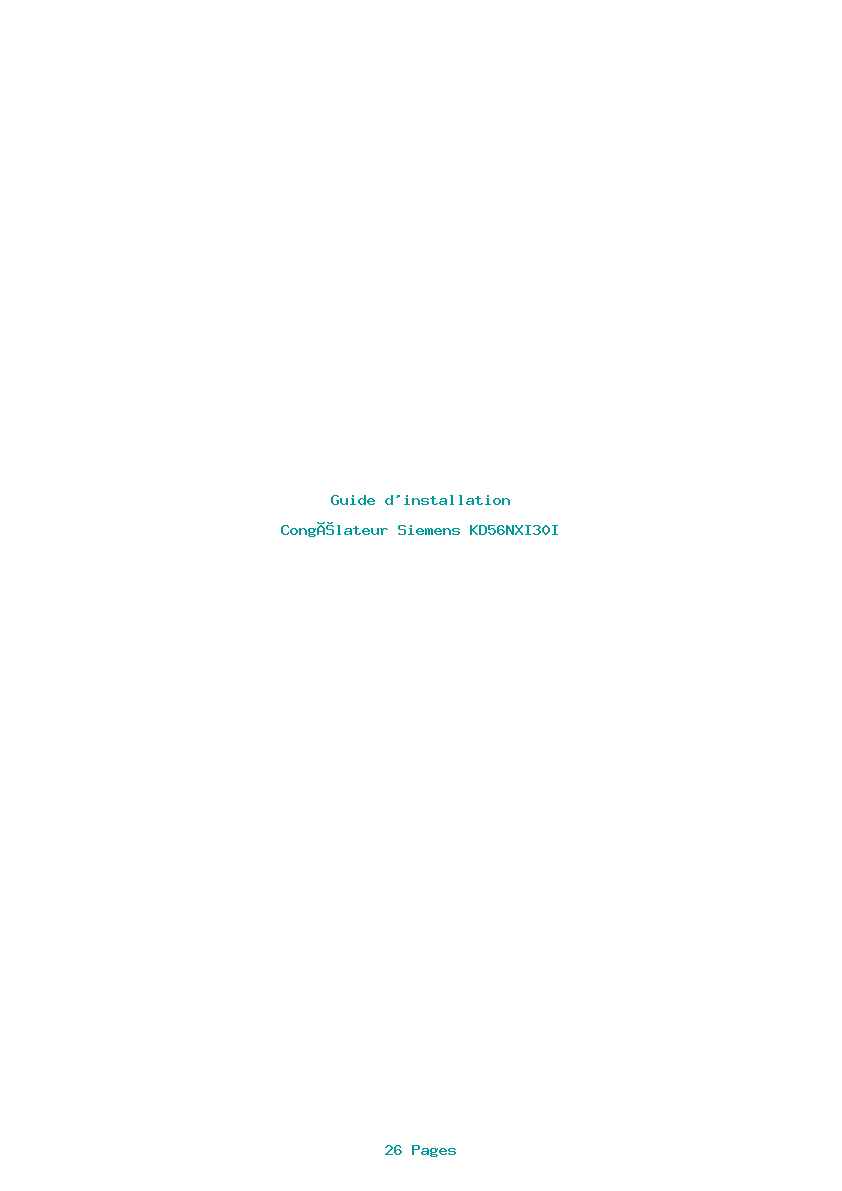 Page 1 de la notice Guide d'installation Siemens KD56NXI30I