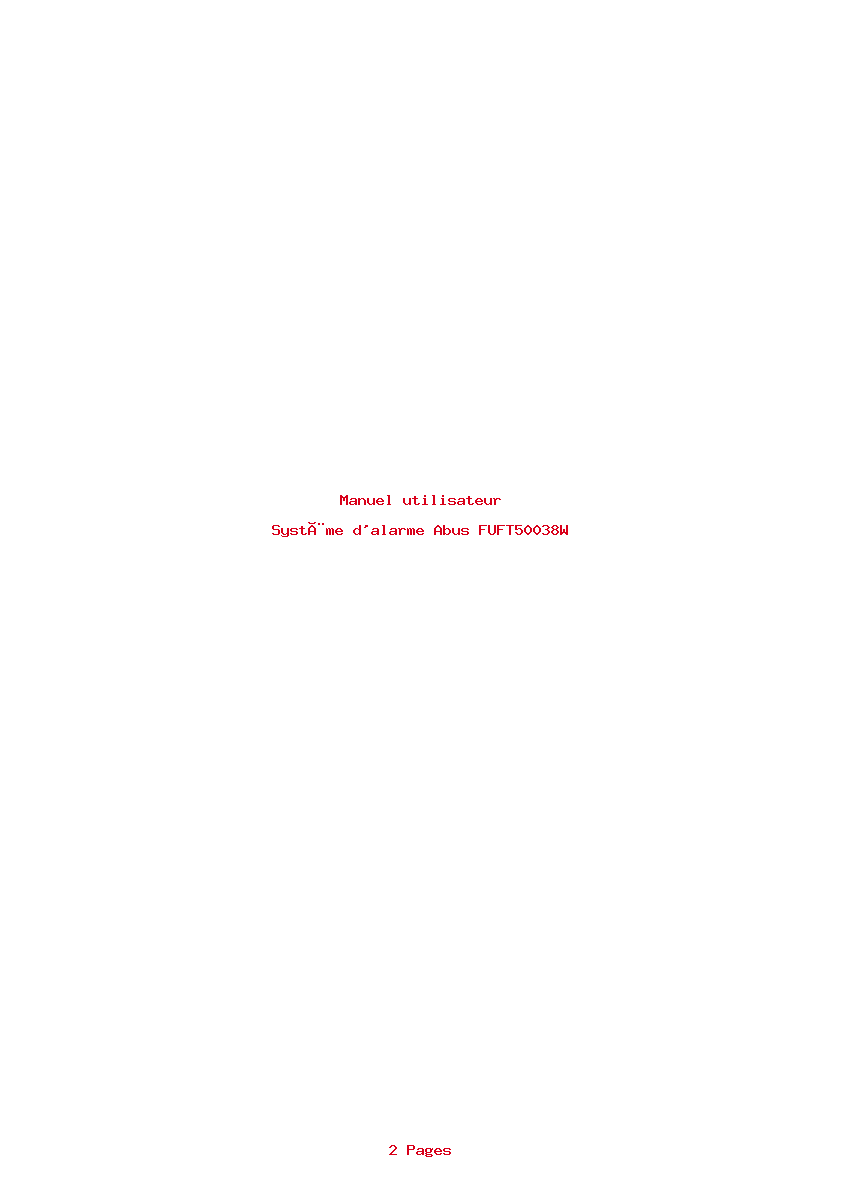Page 1 de la notice Manuel utilisateur Abus FUFT50038W