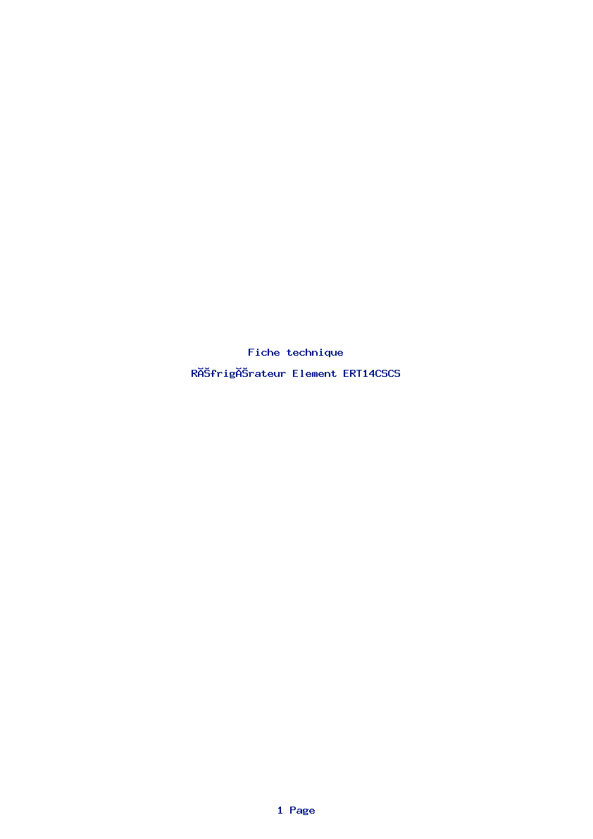 Page 1 de la notice Fiche technique Element ERT14CSCS