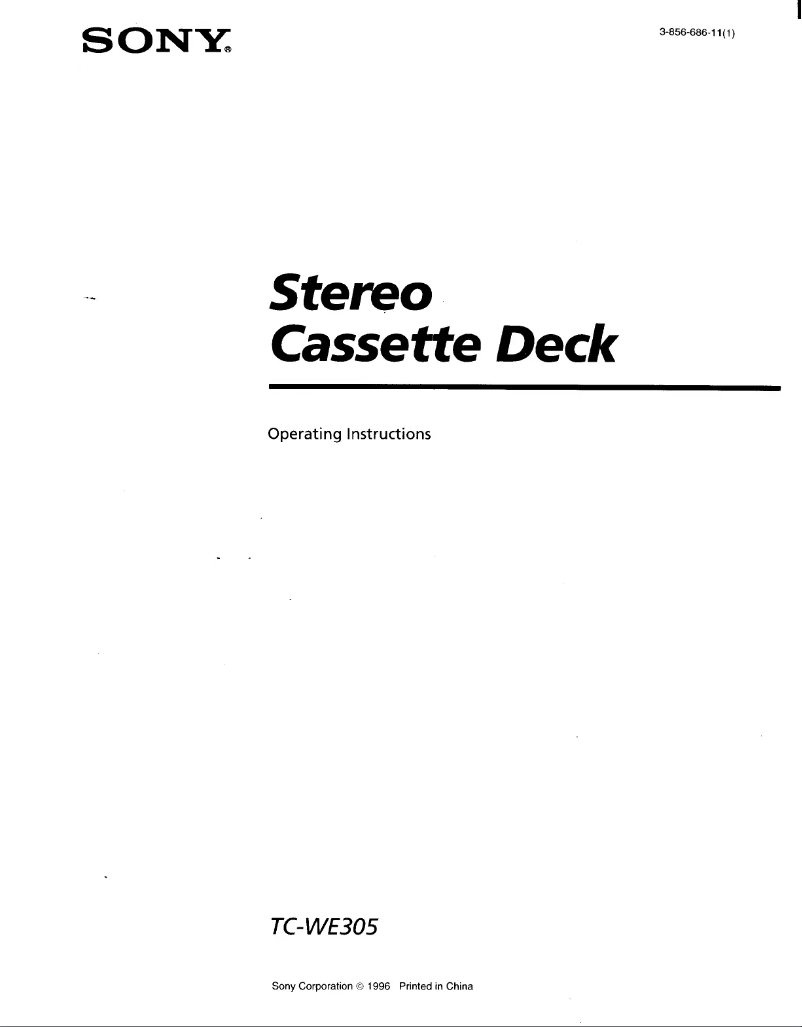 Page 1 de la notice Manuel utilisateur Sony TC-WE305