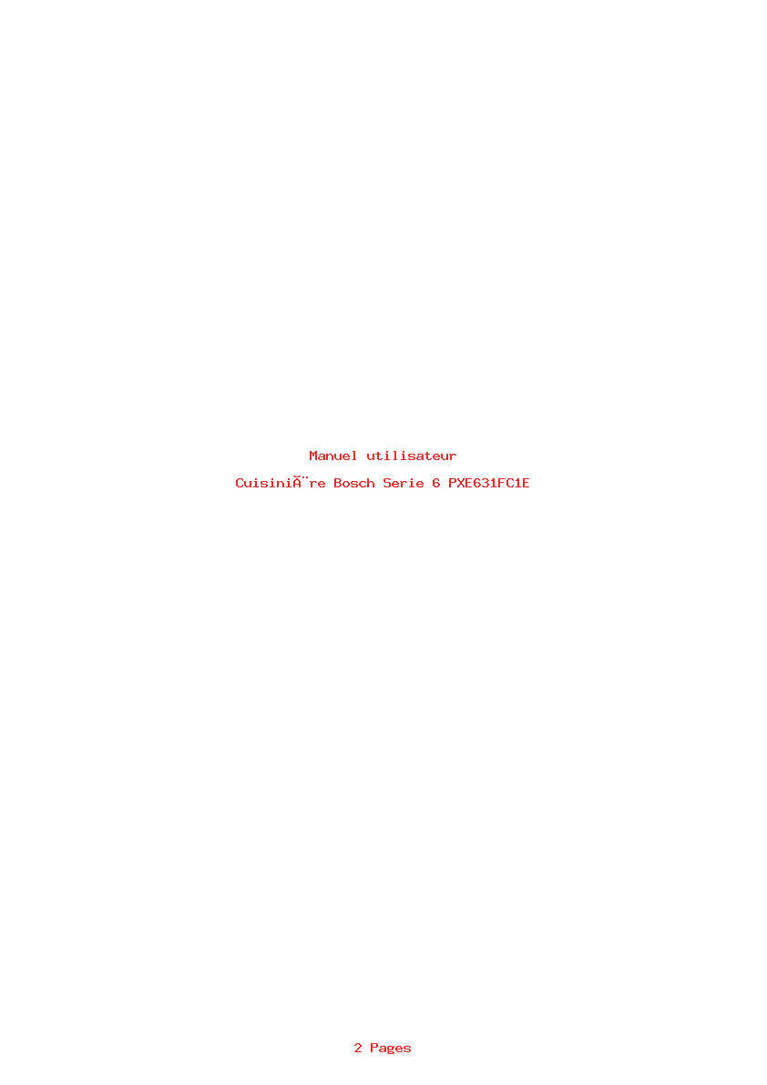 Page 1 de la notice Manuel utilisateur Bosch Serie 6 PXE631FC1E