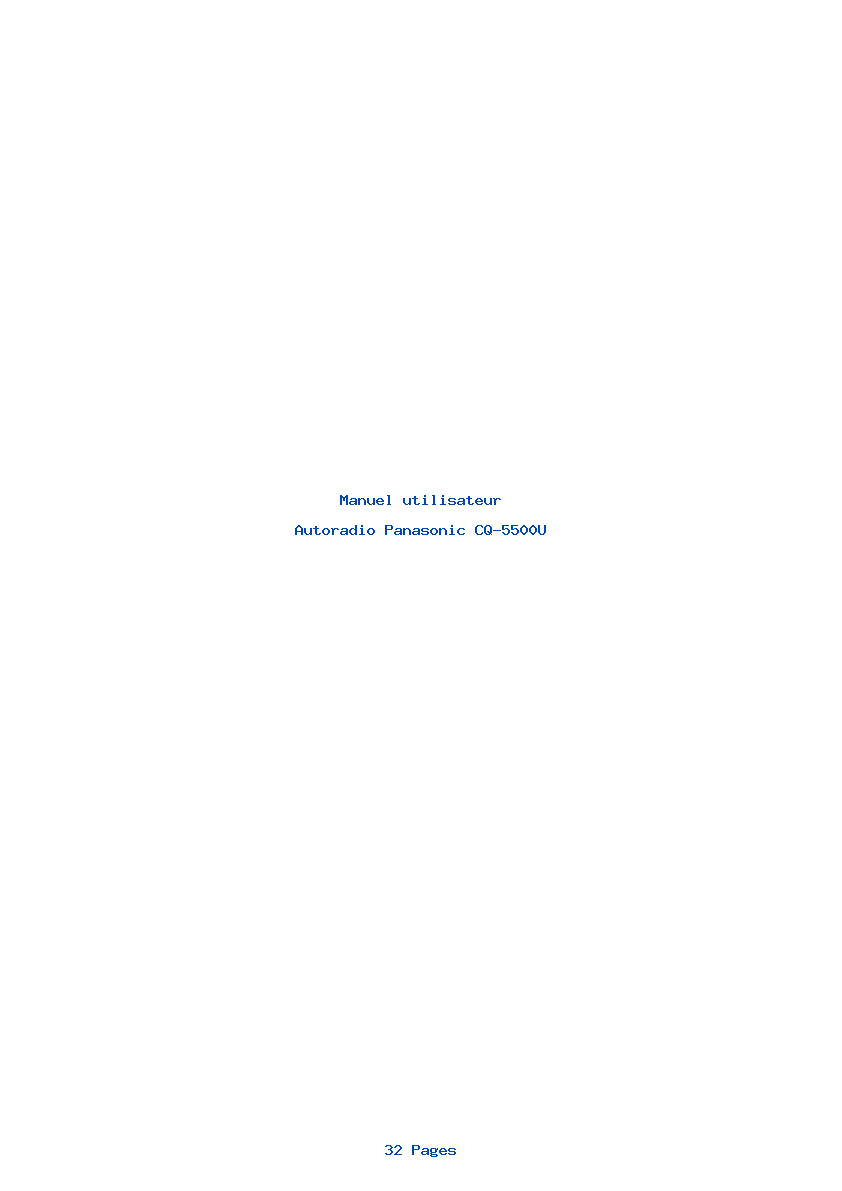 Page 1 de la notice Manuel utilisateur Panasonic CQ-5500U