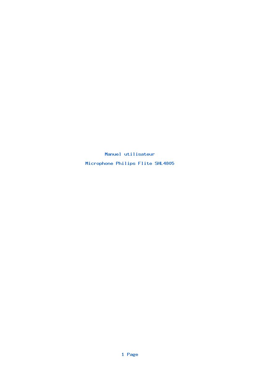 Page 1 de la notice Manuel utilisateur Philips Flite SHL4805
