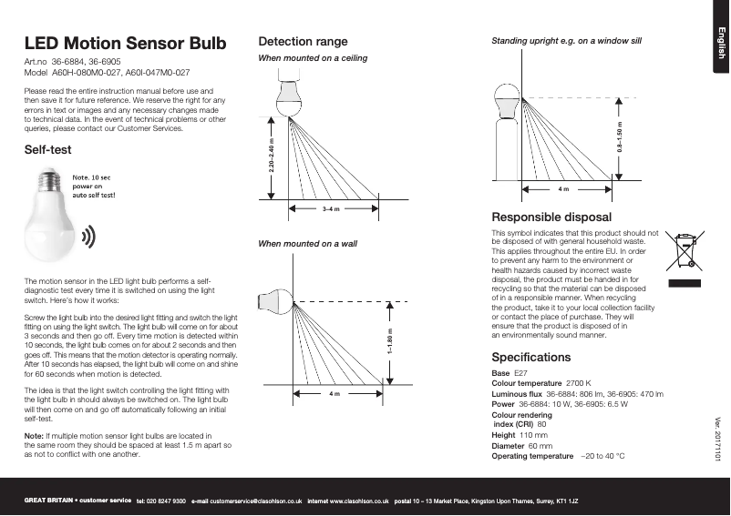 Page 1 de la notice Manuel utilisateur Cotech A60I-047M0-027