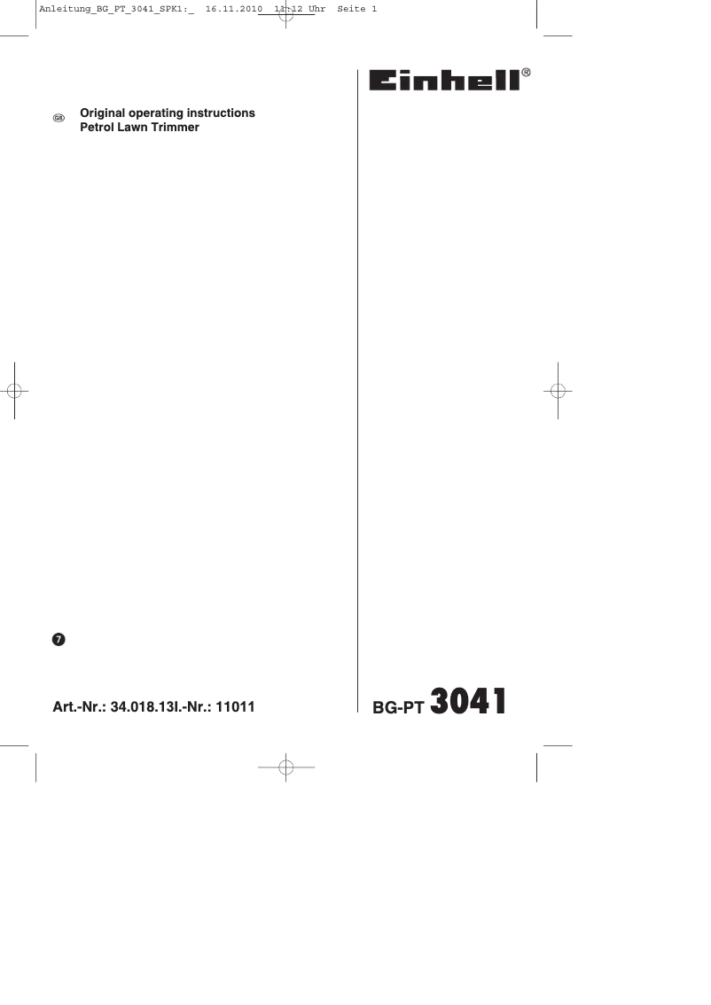 Page 1 of the manual User Manual Einhell BG-PT 3041