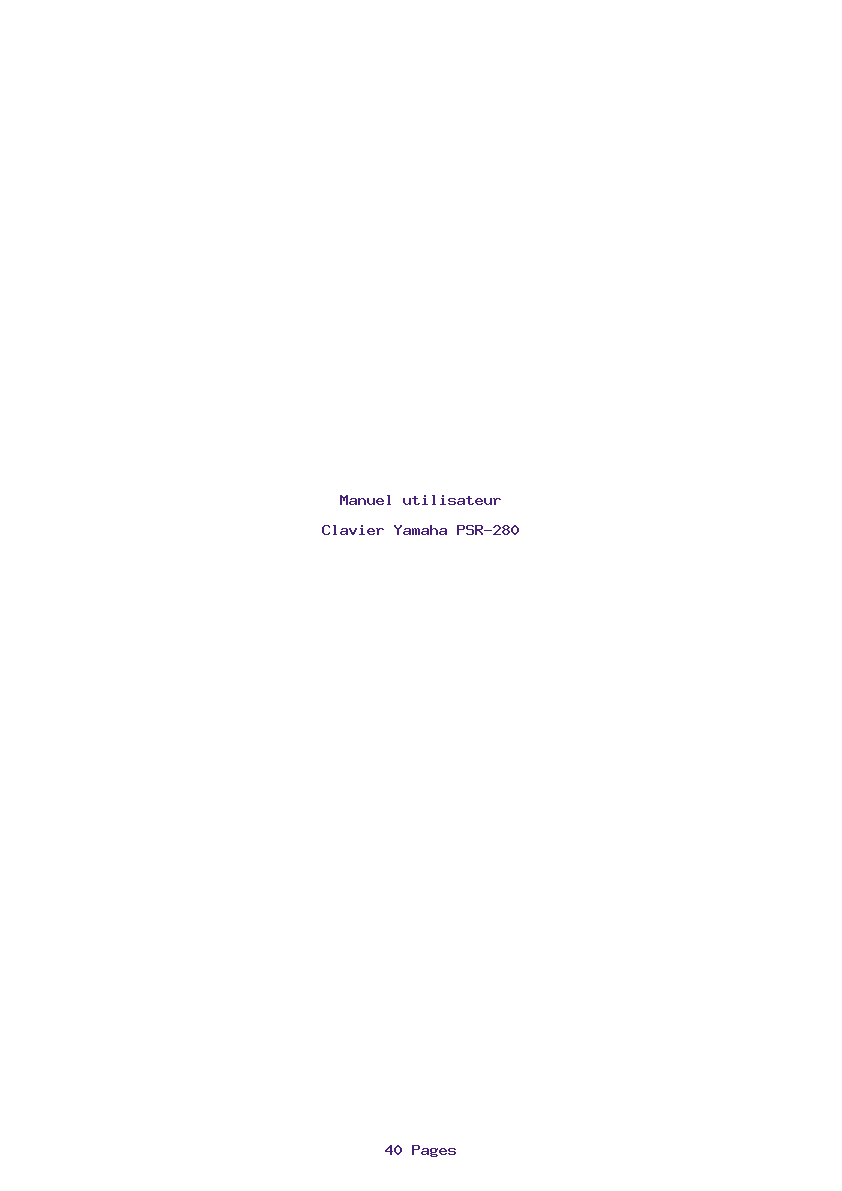 Page 1 de la notice Manuel utilisateur Yamaha PSR-280