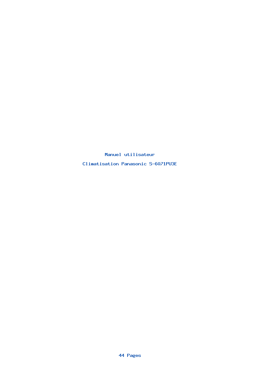 Page 1 de la notice Manuel utilisateur Panasonic S-6071PU3E