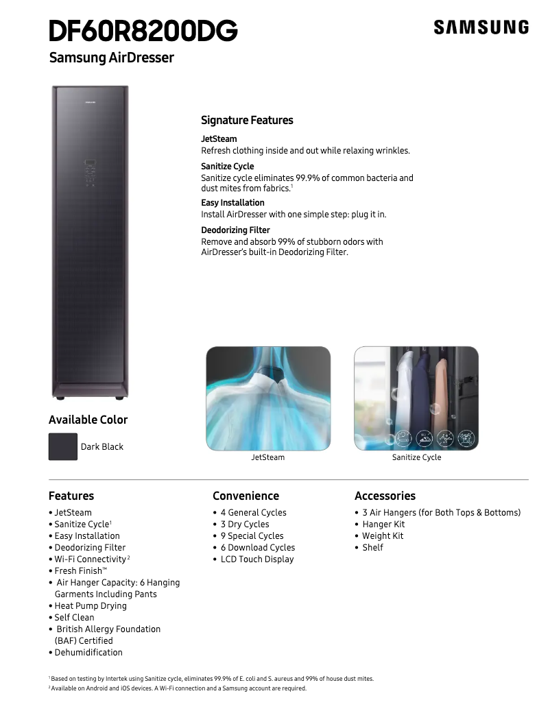 Página 1 del manual Ficha técnica Samsung DF60R8200DG