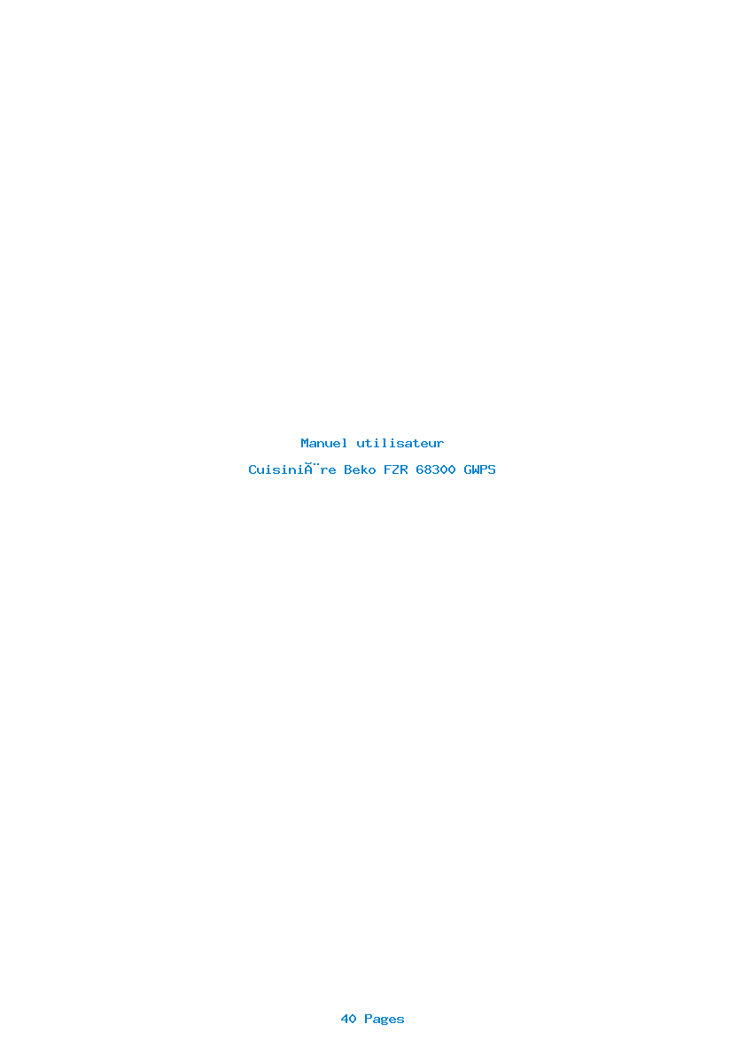 Page 1 de la notice Manuel utilisateur Beko FZR 68300 GWPS