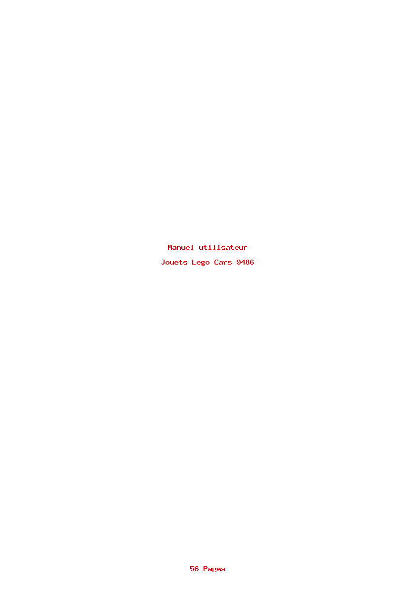 Page 1 de la notice Manuel utilisateur Lego Cars 9486