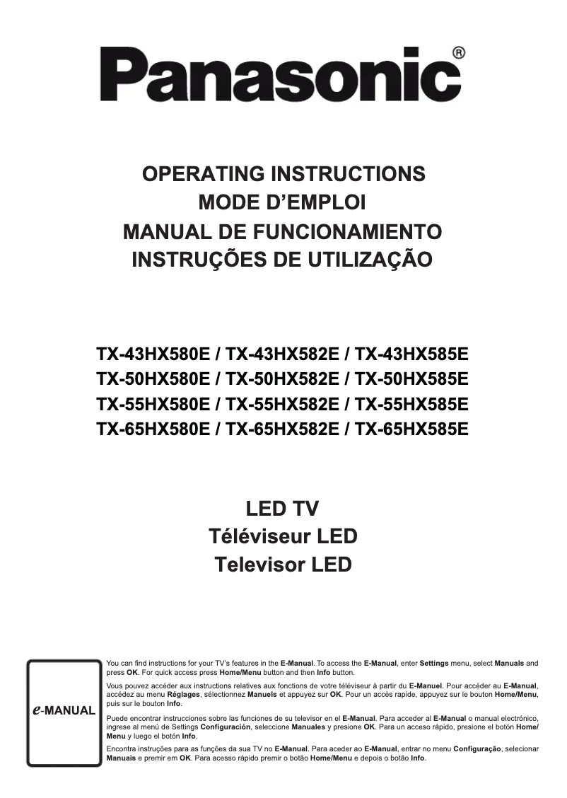Page 1 de la notice Manuel utilisateur Panasonic TX-55HX580E