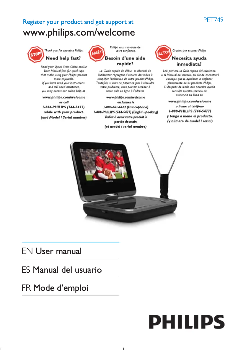 Page n°1 - Manuel utilisateur Philips PET749