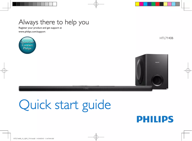 Página 1 del manual Guía de inicio rápido Philips HTL7140B