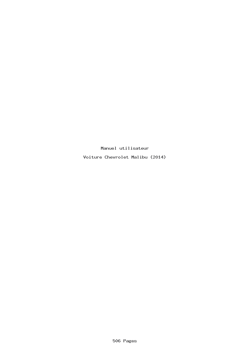 Page 1 de la notice Manuel utilisateur Chevrolet Malibu (2014)
