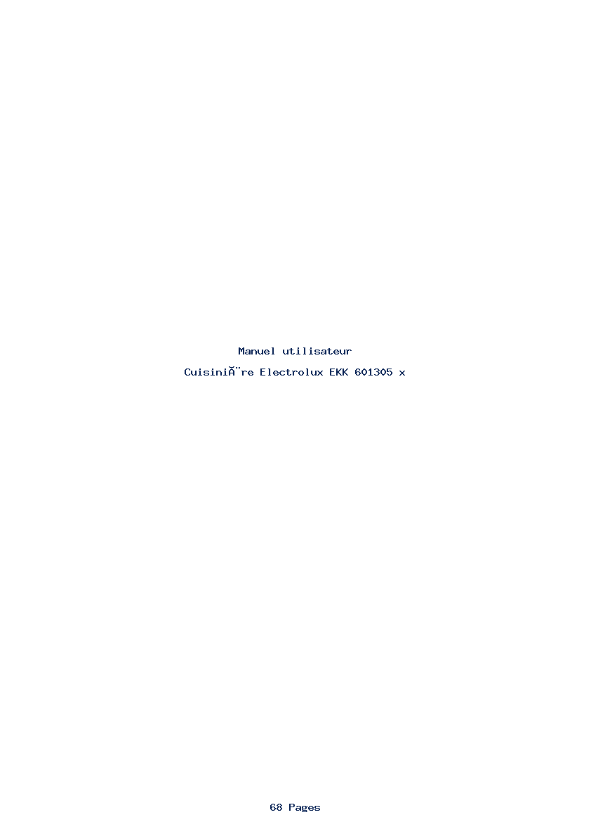 Page 1 de la notice Manuel utilisateur Electrolux EKK 601305 x